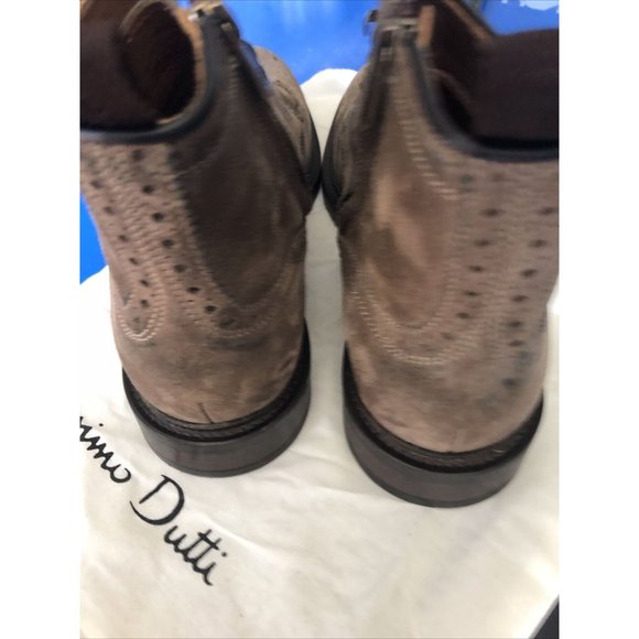 NWT Massimo Dutti Mens Taupe Suede Wing Tip Lace-Up Zip Boots Size 8 US 41 - Picture 7 of 10